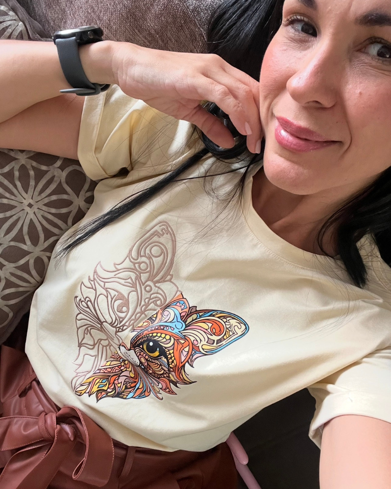 CAMISETA GATO METALIZADO