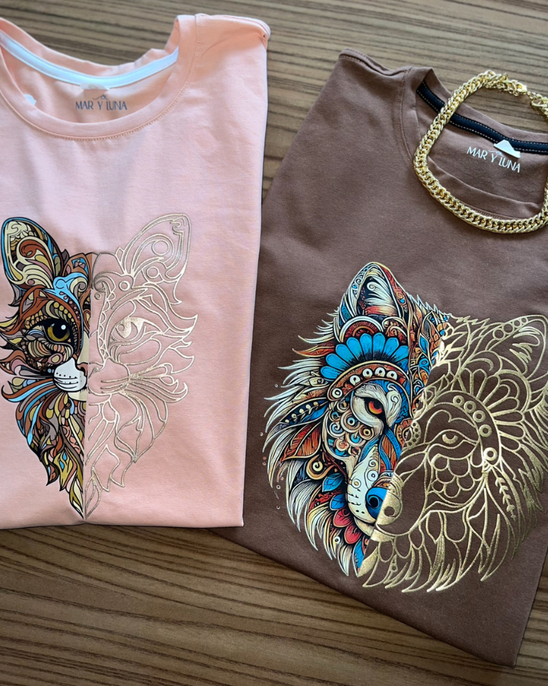 CAMISETA GATO METALIZADO