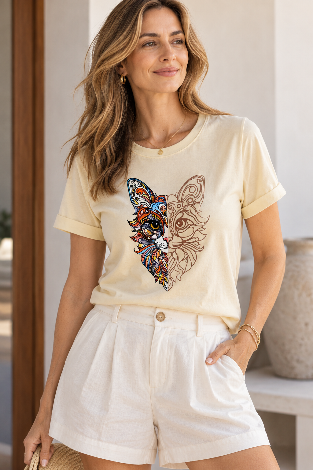 CAMISETA GATO METALIZADO