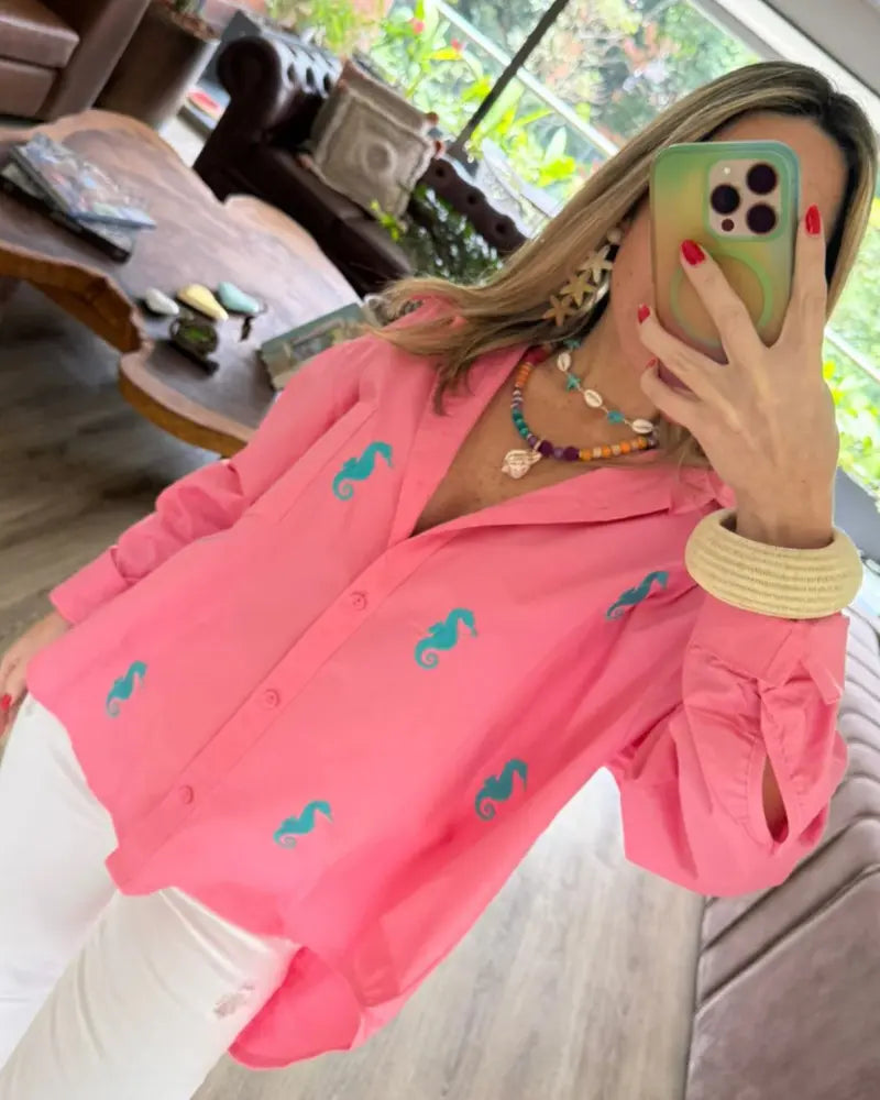 CAMISA CABALLITOS DE MAR OVERSIZE