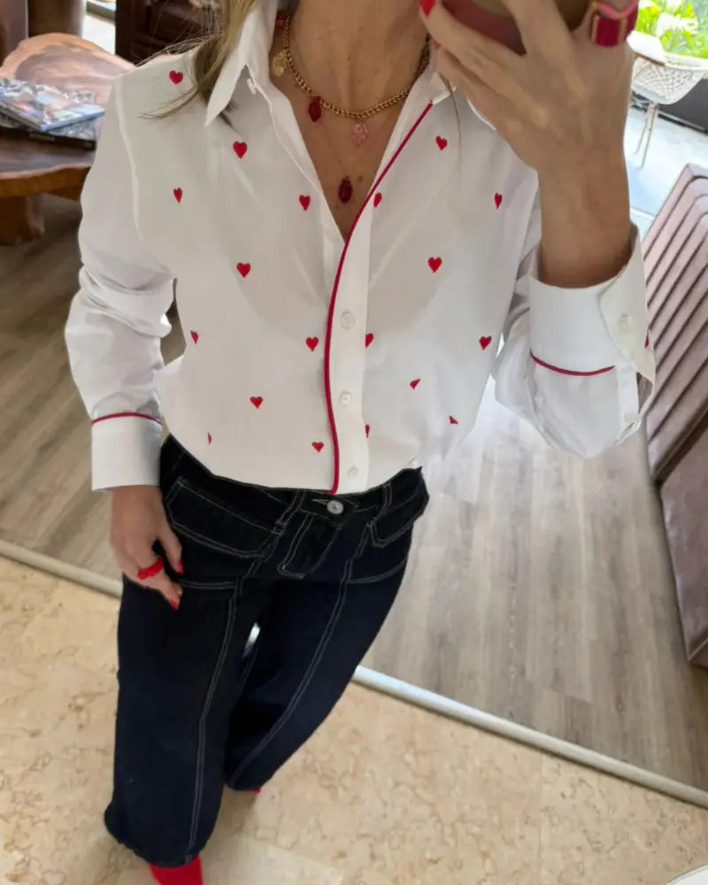 CAMISA MINI CORAZONES ROJOS