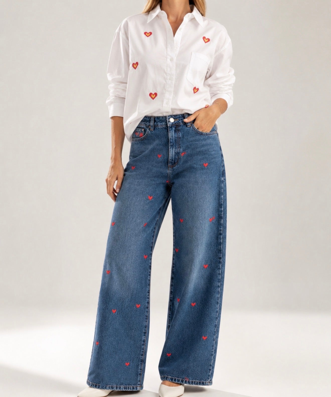 CAMISA OVERSIZE PUNTADAS DEL CORAZON