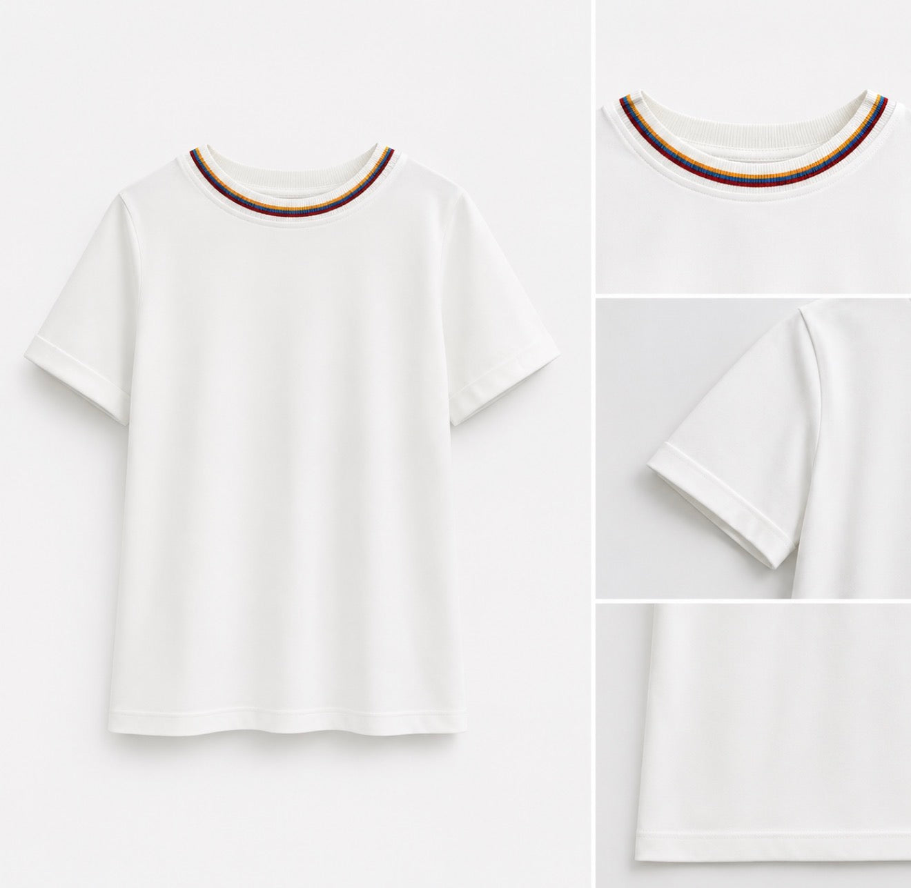 CAMISETA TRICOLOR CUELLO BORDADO
