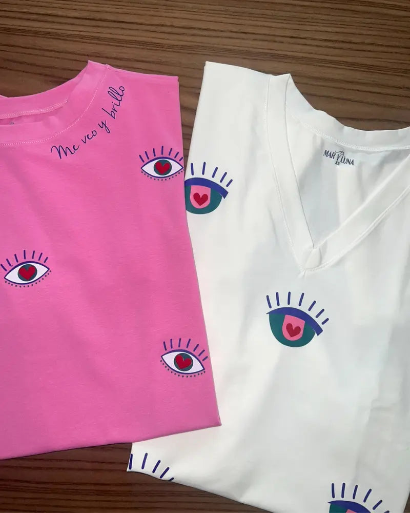 CAMISETA ME VEO Y BRILLO, FUXIA