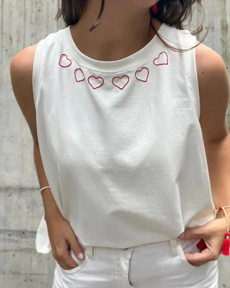 TANK TOP CRUZADO CORAZON ROJO