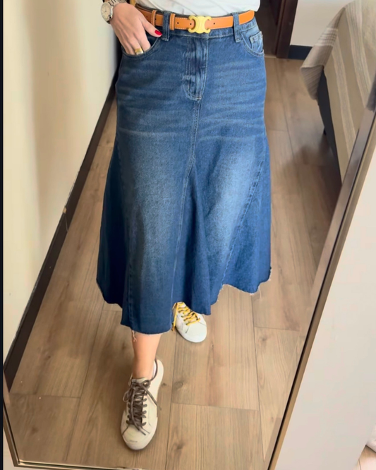 FALDA DENIM MIDI