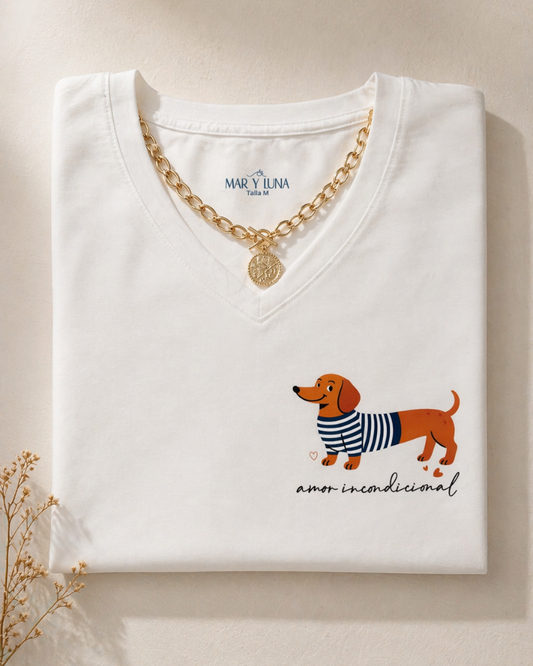 CAMISETA PERRITOS CUELLO EN V