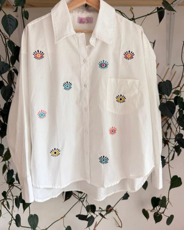 CAMISA OJITOS BORDADOS OVERSIZE