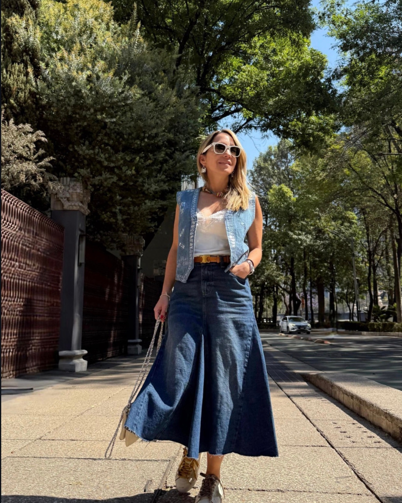 FALDA DENIM MIDI