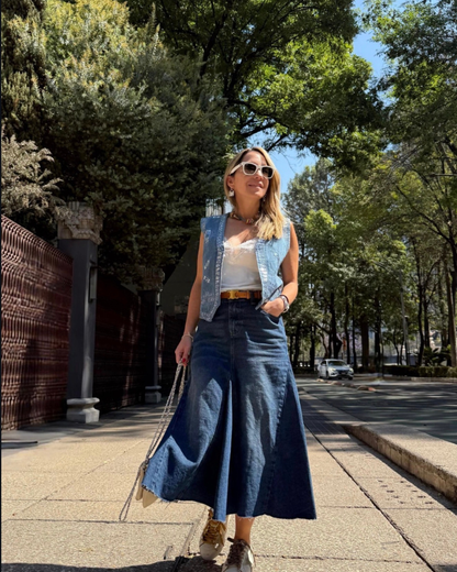 FALDA DENIM MIDI