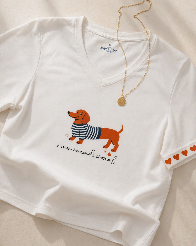 CAMISETA PERRITOS CUELLO EN V