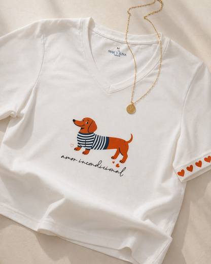 CAMISETA PERRITOS CUELLO EN V