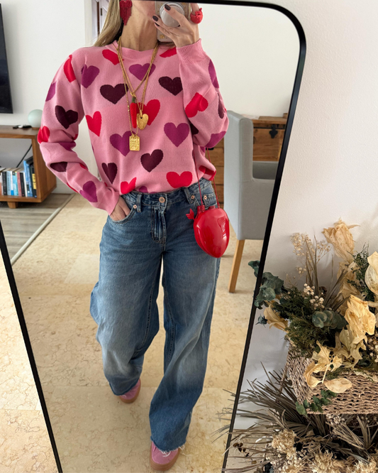 SACO CORAZONES ROSADOS