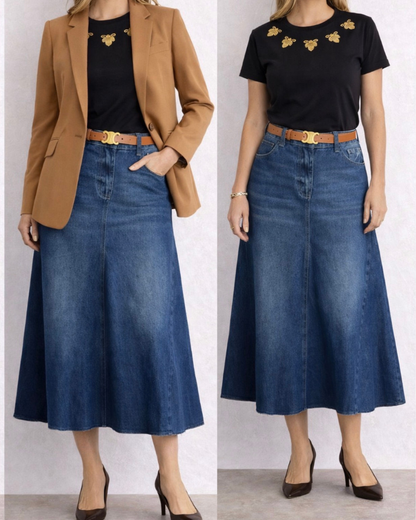 FALDA DENIM MIDI