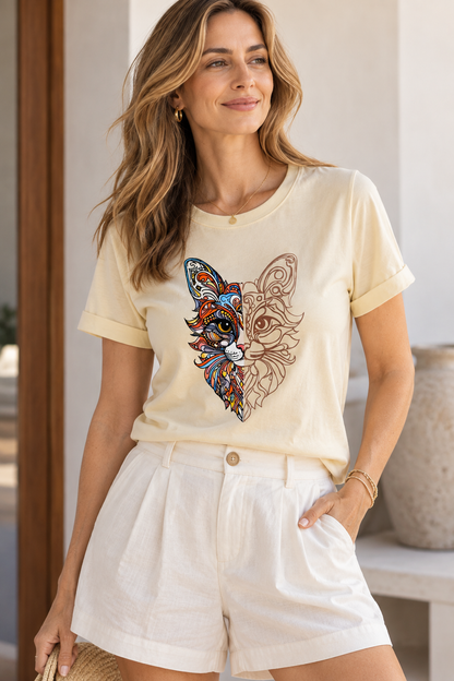 CAMISETA GATO METALIZADO