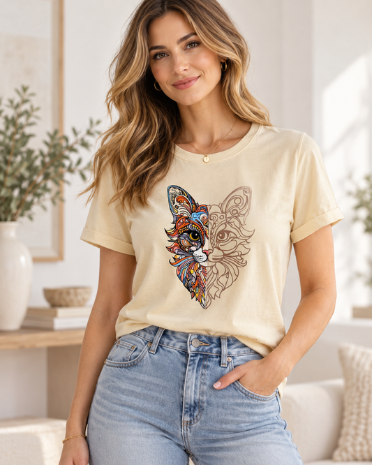 CAMISETA GATO METALIZADO