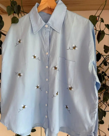 CAMISA ABEJAS AZUL OVERSIZE