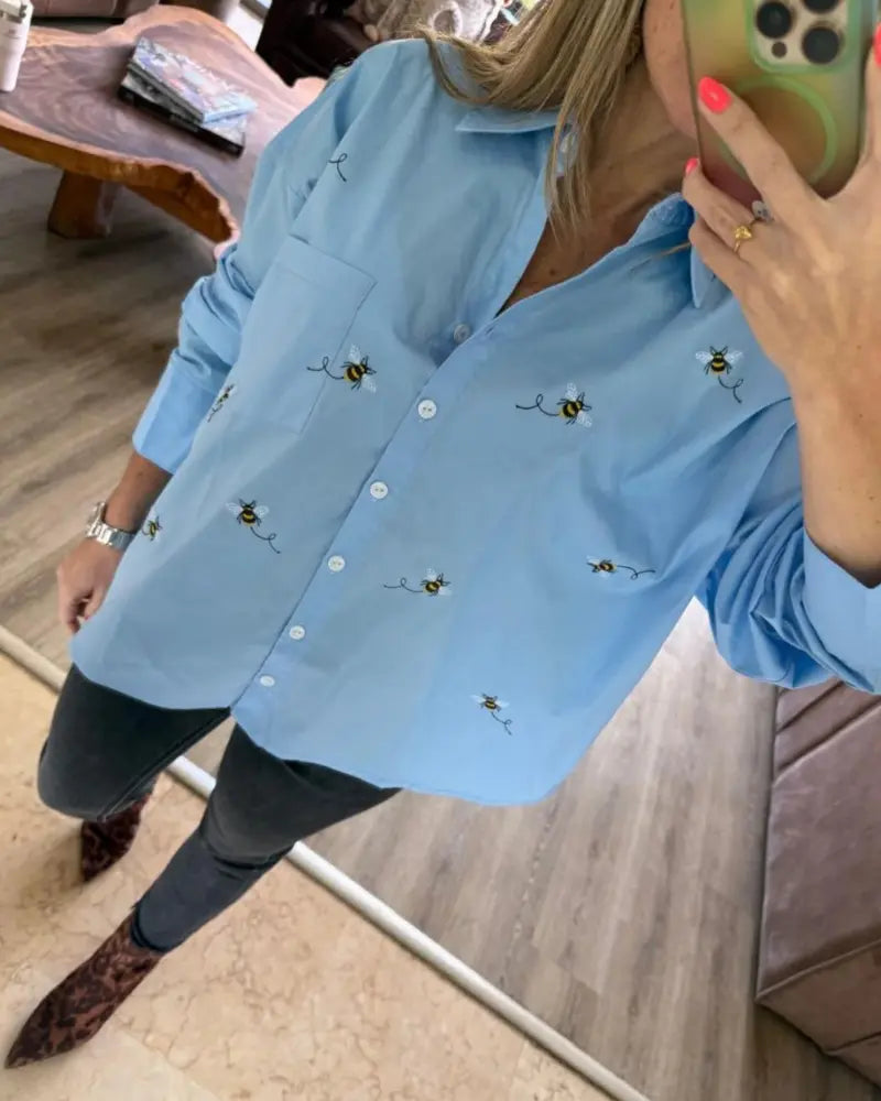 CAMISA ABEJAS AZUL OVERSIZE