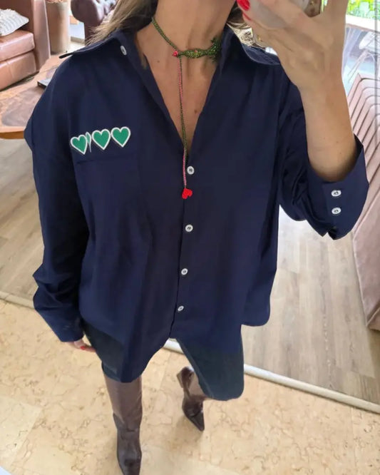 CAMISA AZUL AMORE OVERSIZE
