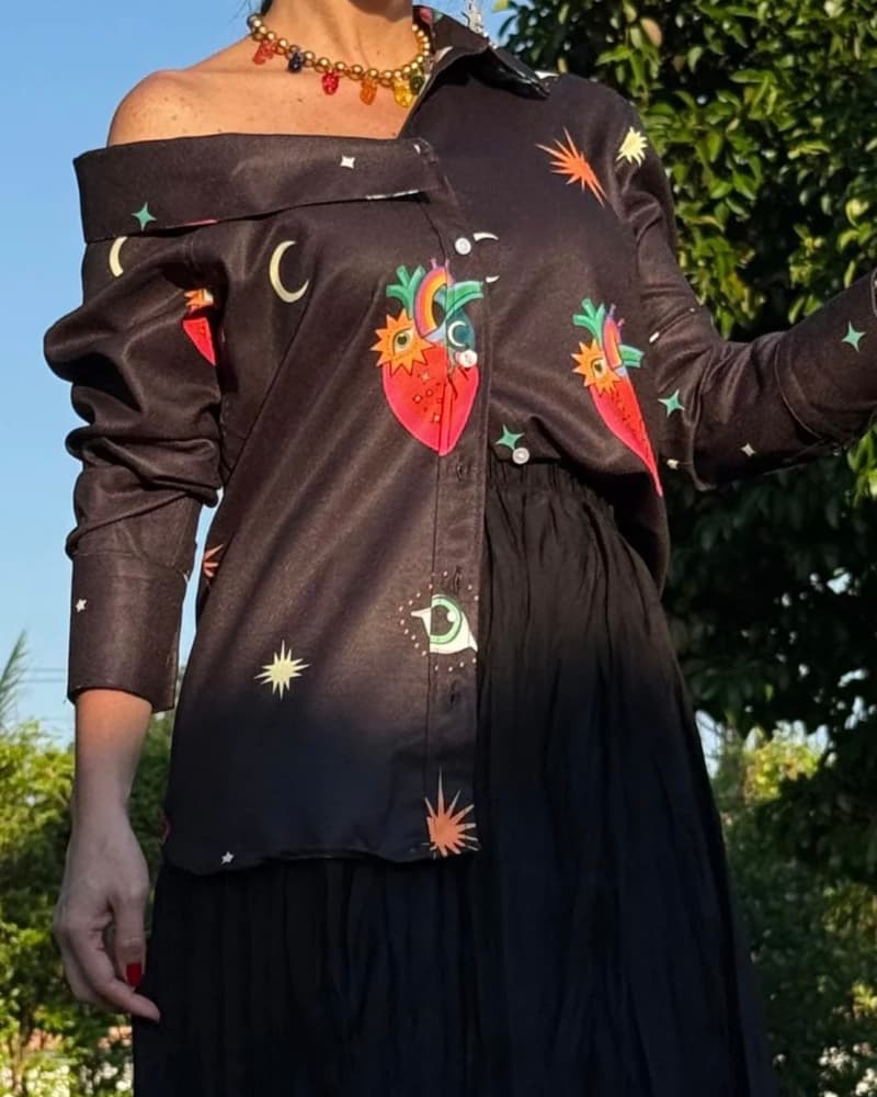 CAMISA ASIMETRICA CORAZONES BOHEMIOS