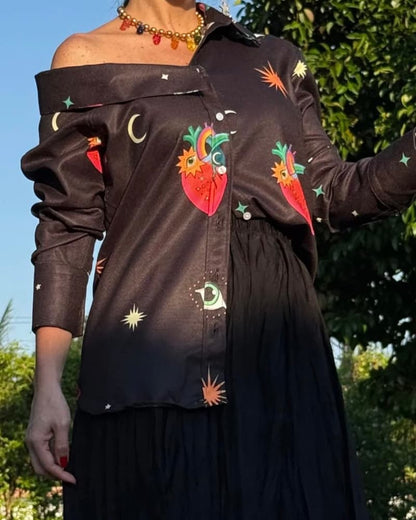 CAMISA ASIMETRICA CORAZONES BOHEMIOS