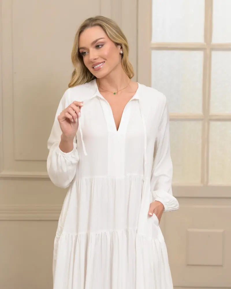 VESTIDO ELOISA PLANE MARFIL