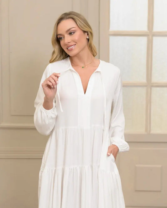 VESTIDO ELOISA PLANE MARFIL