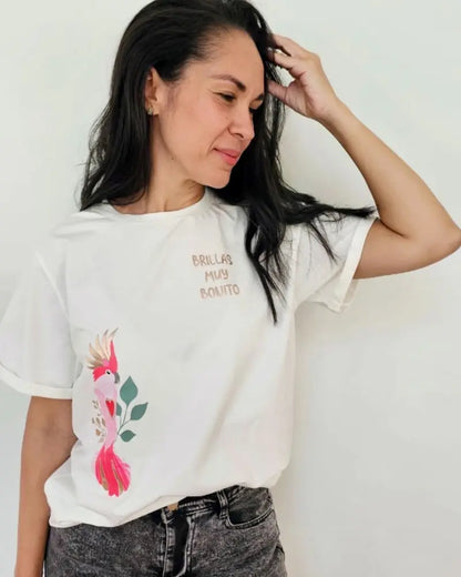 CAMISETA BRILLAS MUY BONITO MARFIL