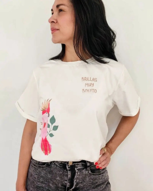 CAMISETA BRILLAS MUY BONITO MARFIL