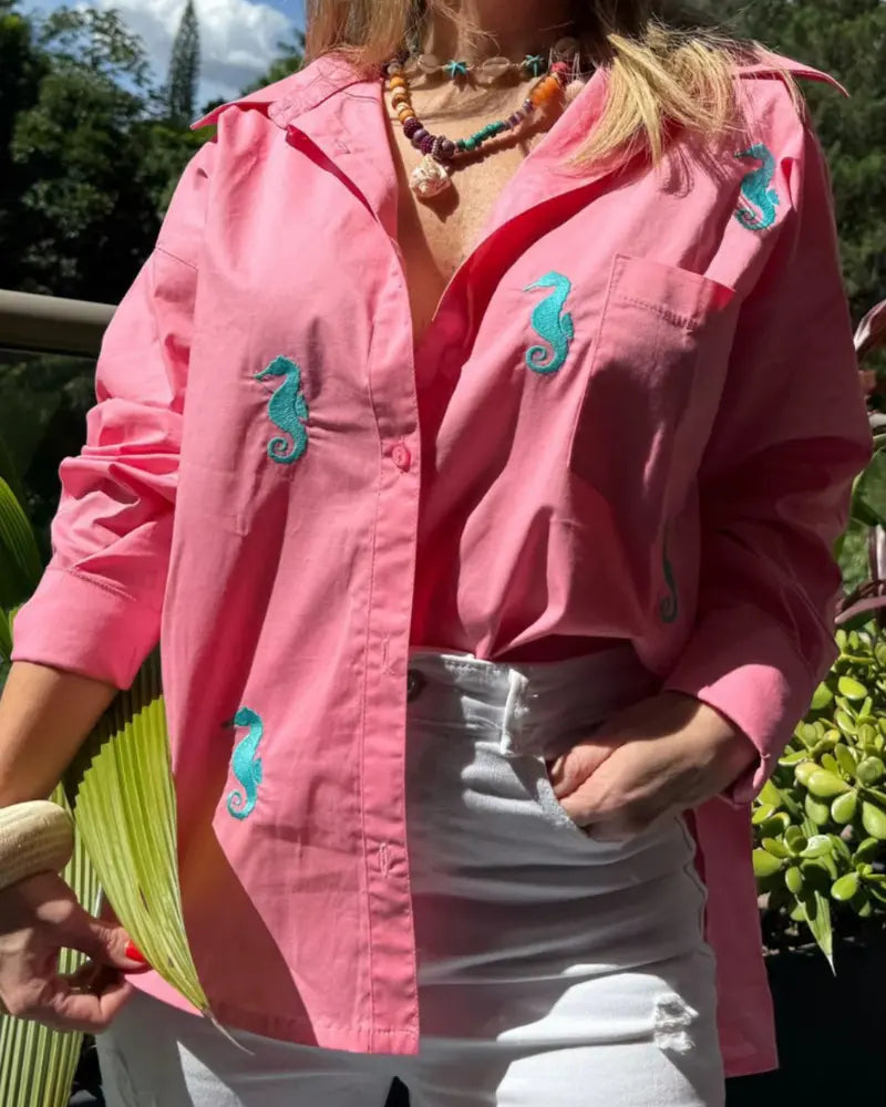 CAMISA CABALLITOS DE MAR OVERSIZE