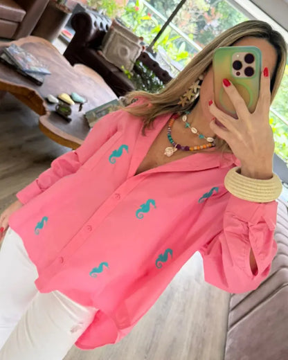 CAMISA CABALLITOS DE MAR OVERSIZE