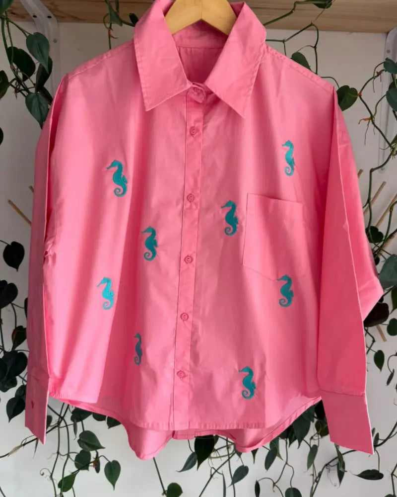 CAMISA CABALLITOS DE MAR OVERSIZE
