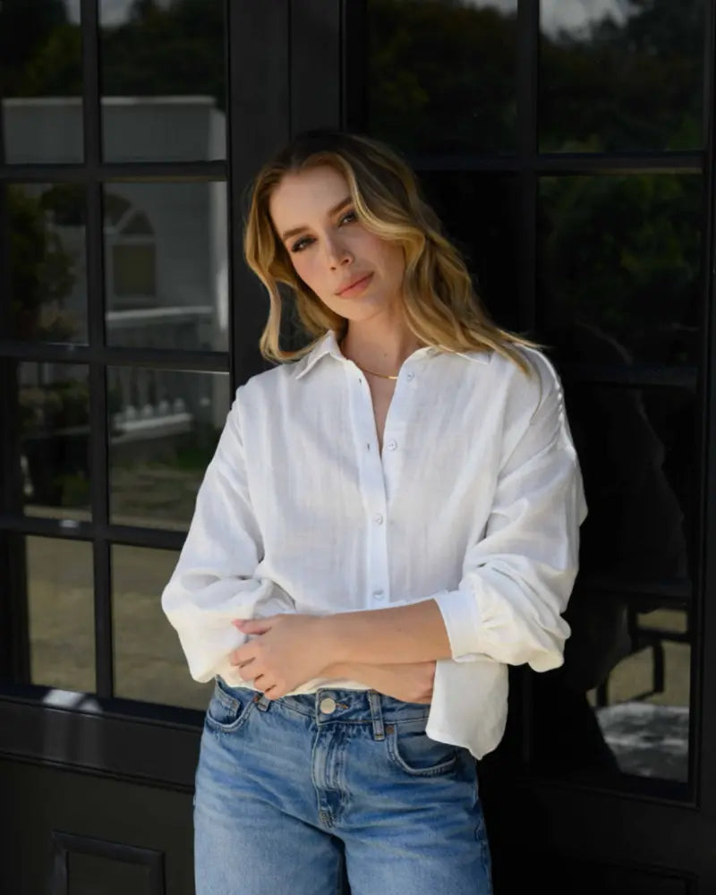 CAMISA CRISTINA PLANE BLANCA