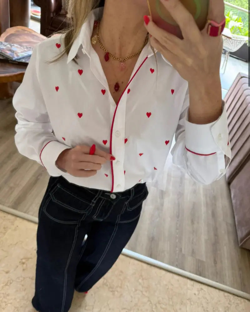 CAMISA MINI CORAZONES ROJOS