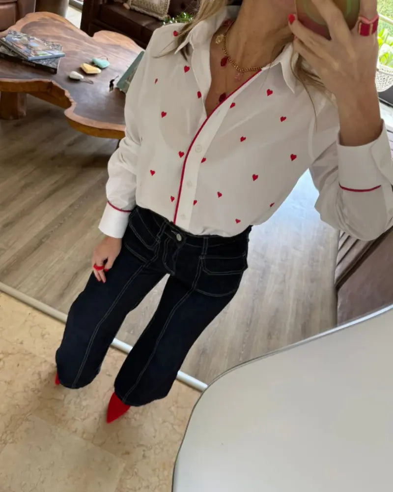 CAMISA MINI CORAZONES ROJOS