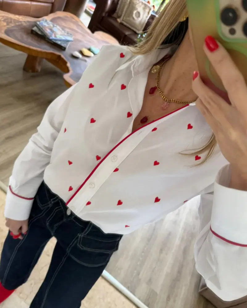 CAMISA MINI CORAZONES ROJOS
