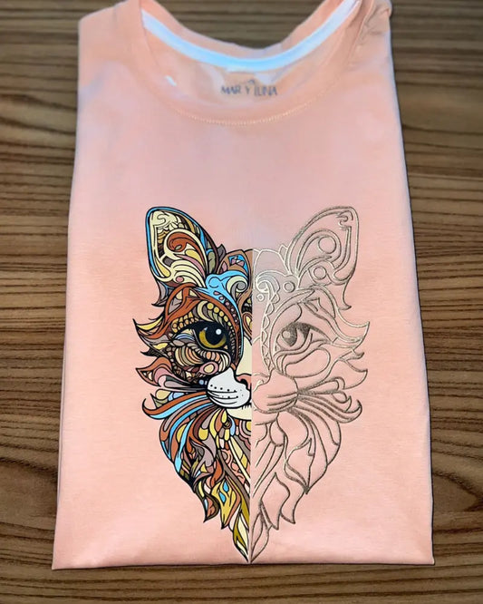 CAMISETA GATO METALIZADO