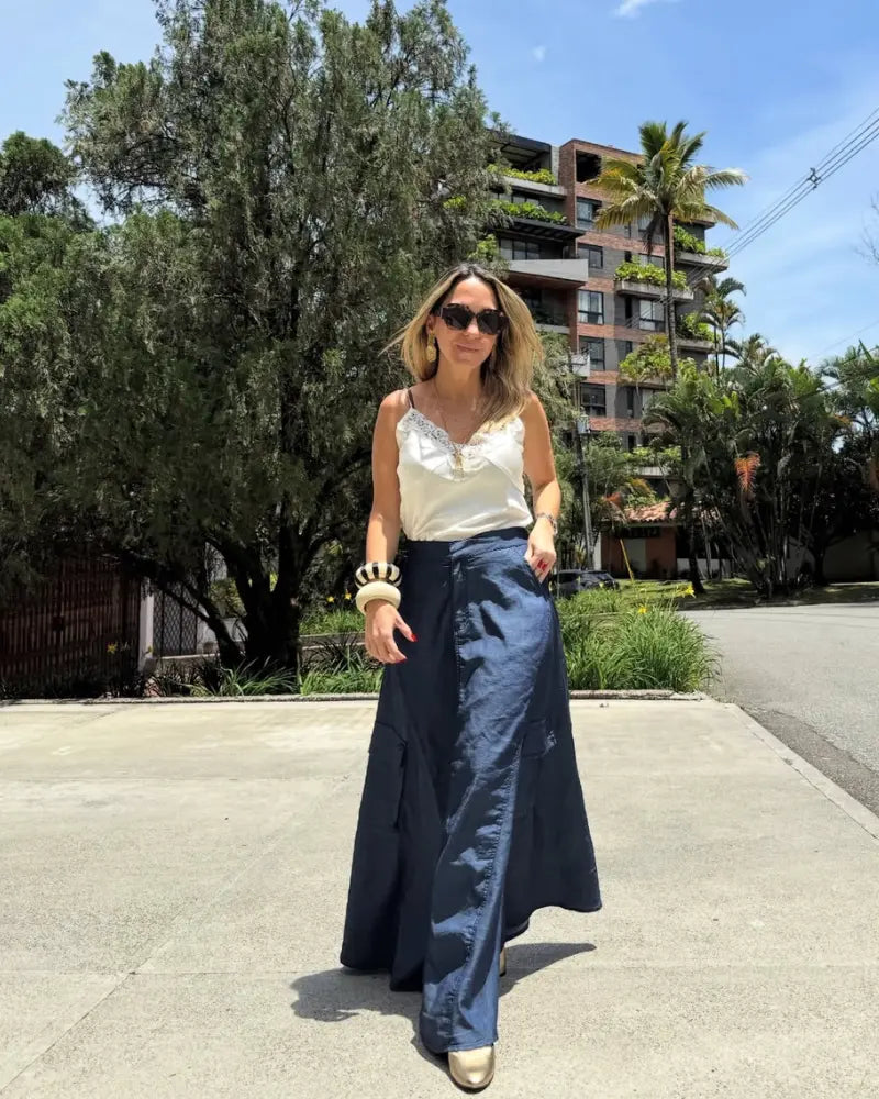 FALDA CARGO CHAMBRAY