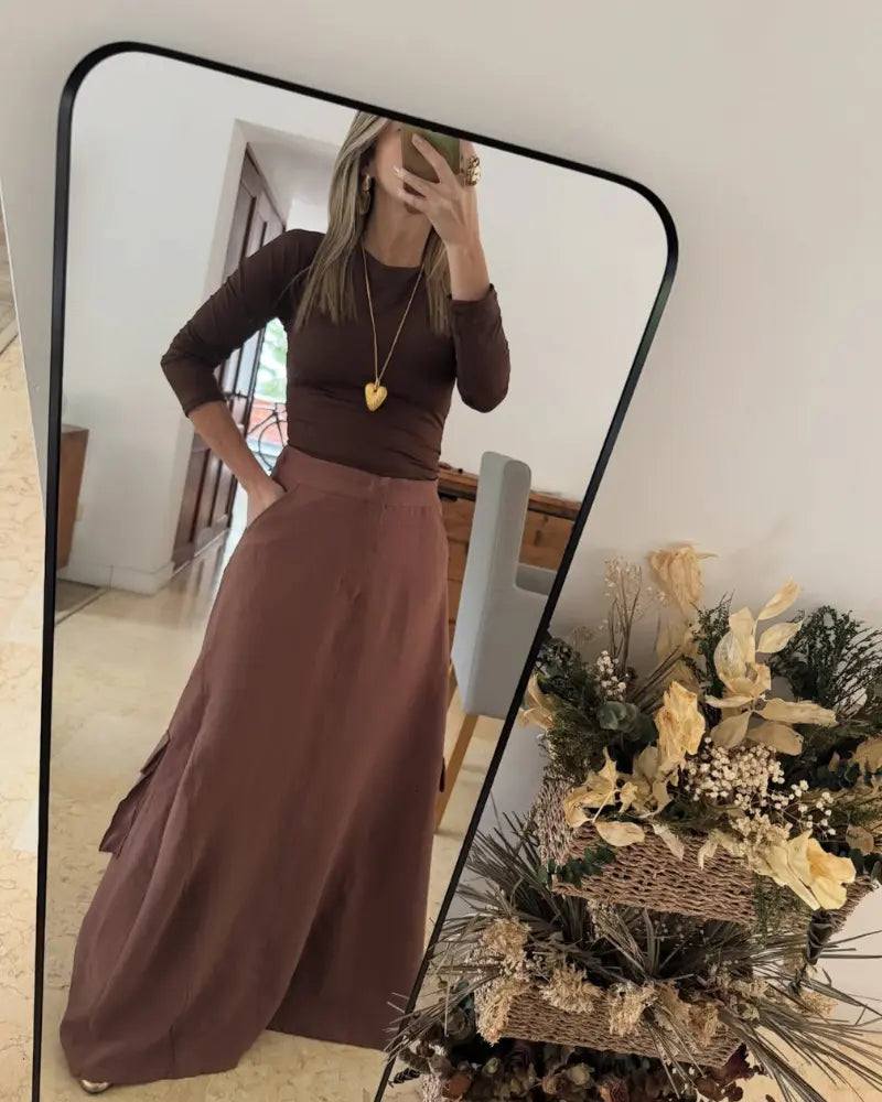 FALDA CARGO CHOCOLATE