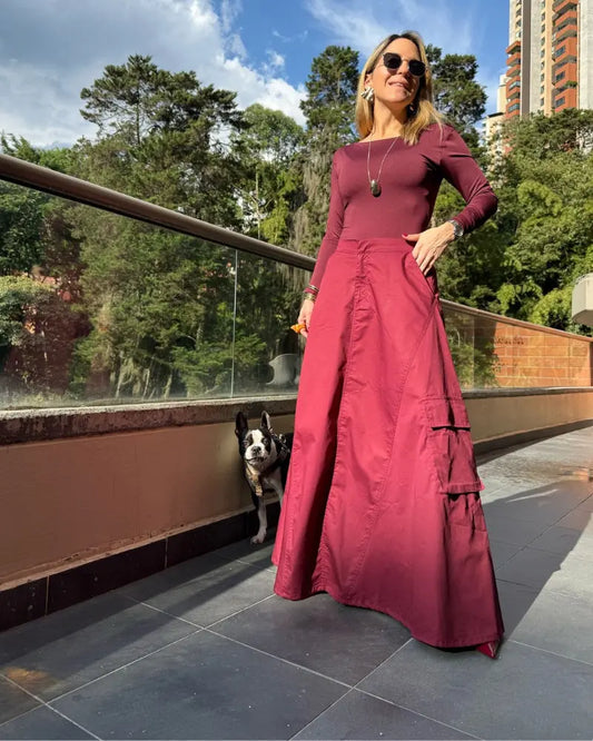 FALDA CARGO BURGUNDY