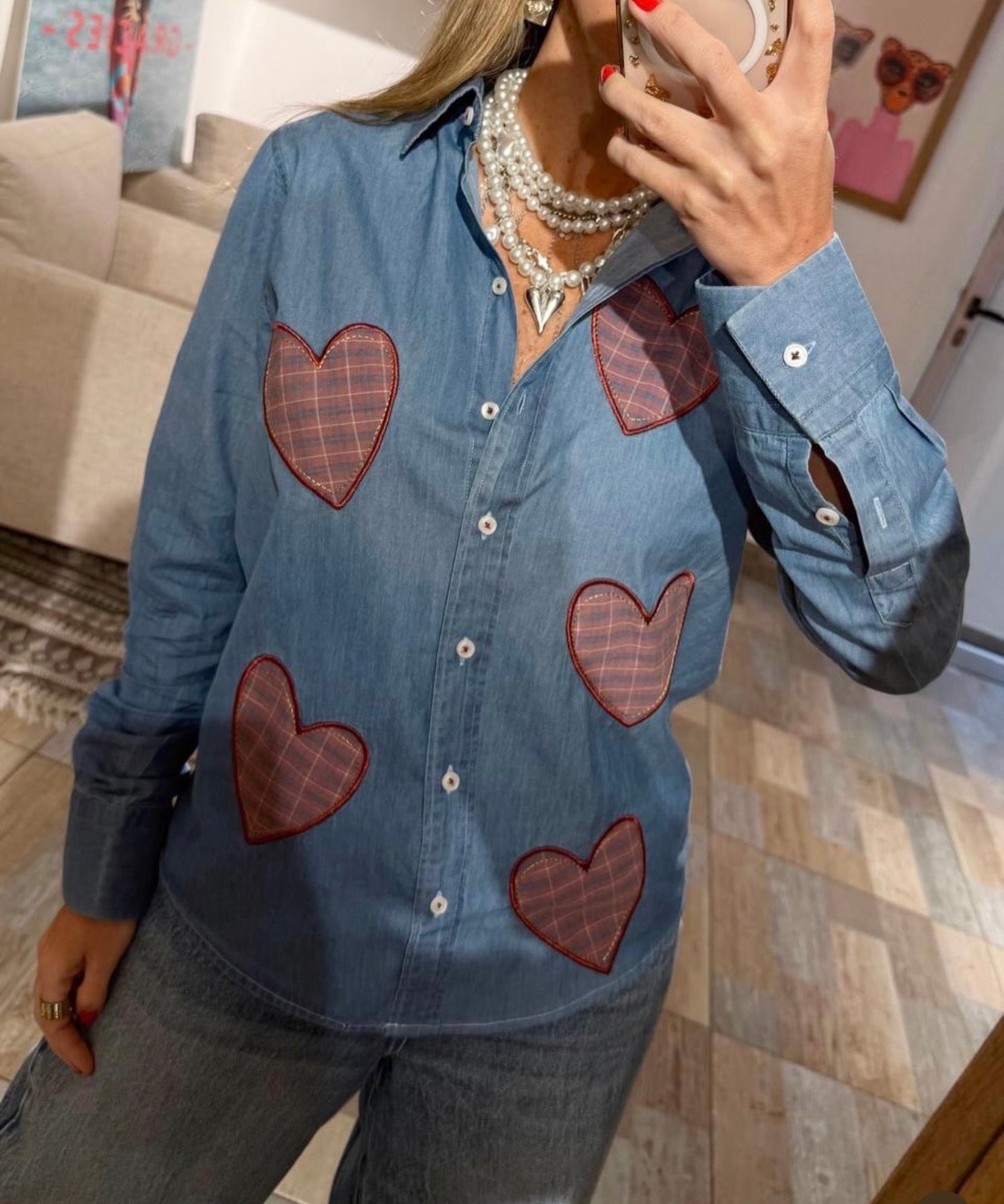 CAMISA INDIGO HEARTS