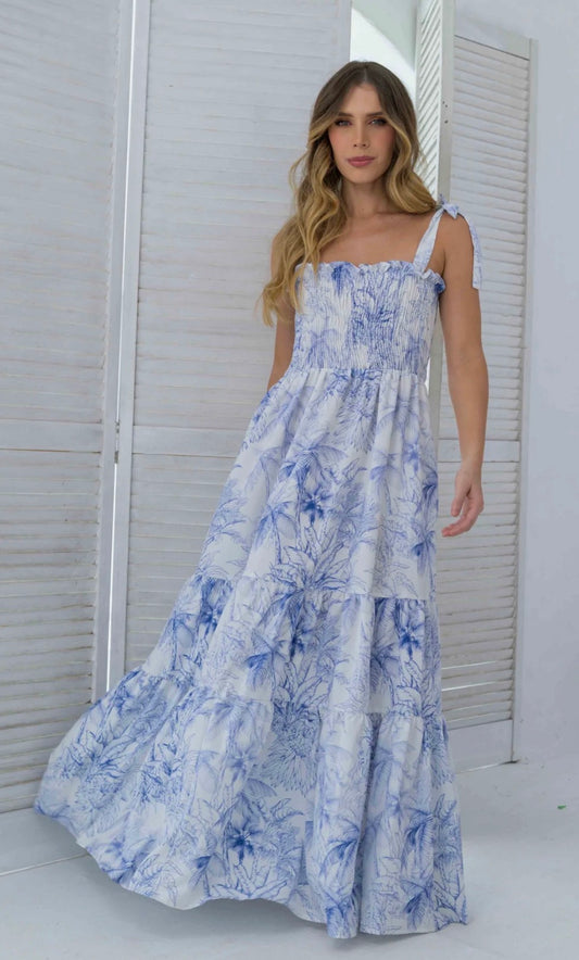 VESTIDO DANNA PALMAS BLUE