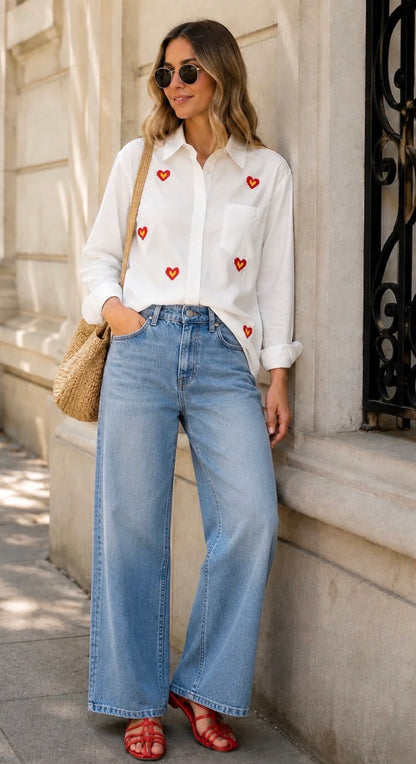 CAMISA OVERSIZE PUNTADAS DEL CORAZON