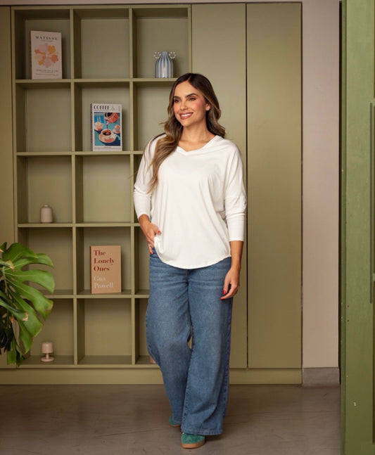 BLUSA BASIC PLANE MARFIL