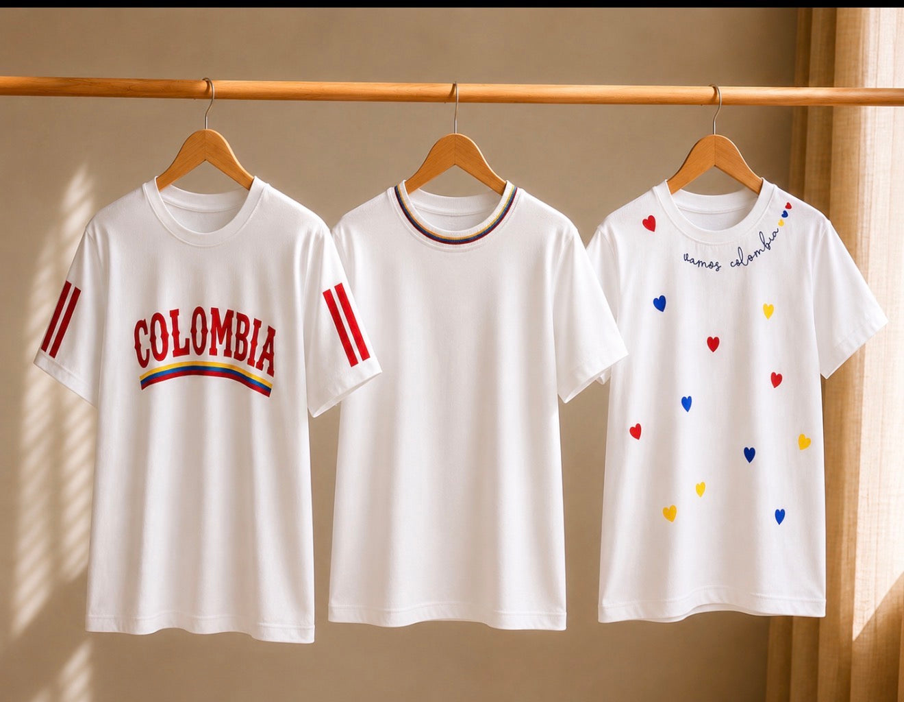 CAMISETA TRICOLOR CUELLO BORDADO