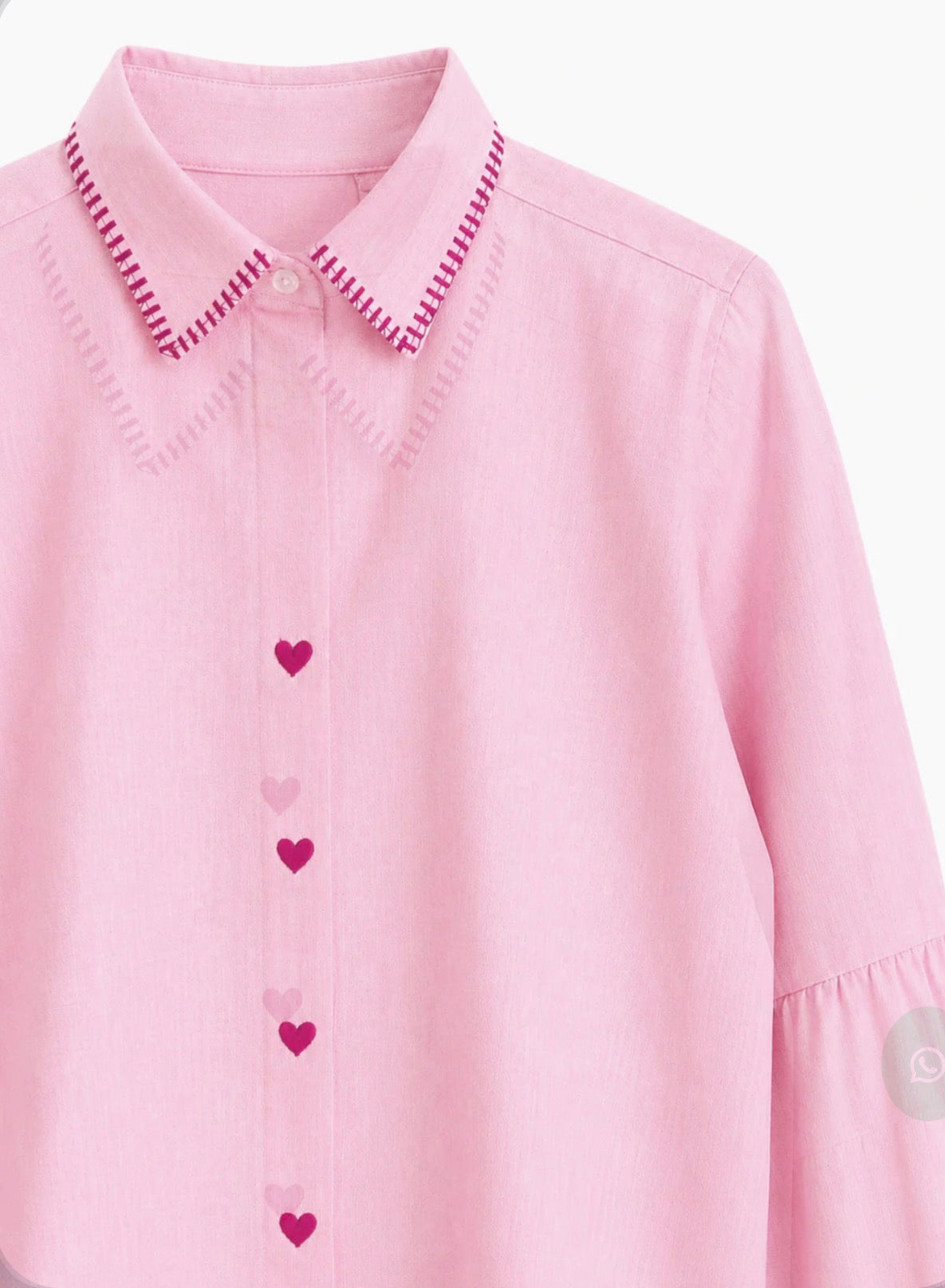 CAMISA ROSA CHAMBRAY, CORAZONES MAGENTA