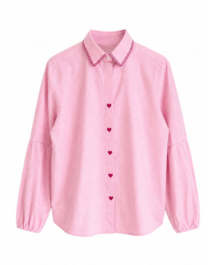 CAMISA ROSA CHAMBRAY, CORAZONES MAGENTA