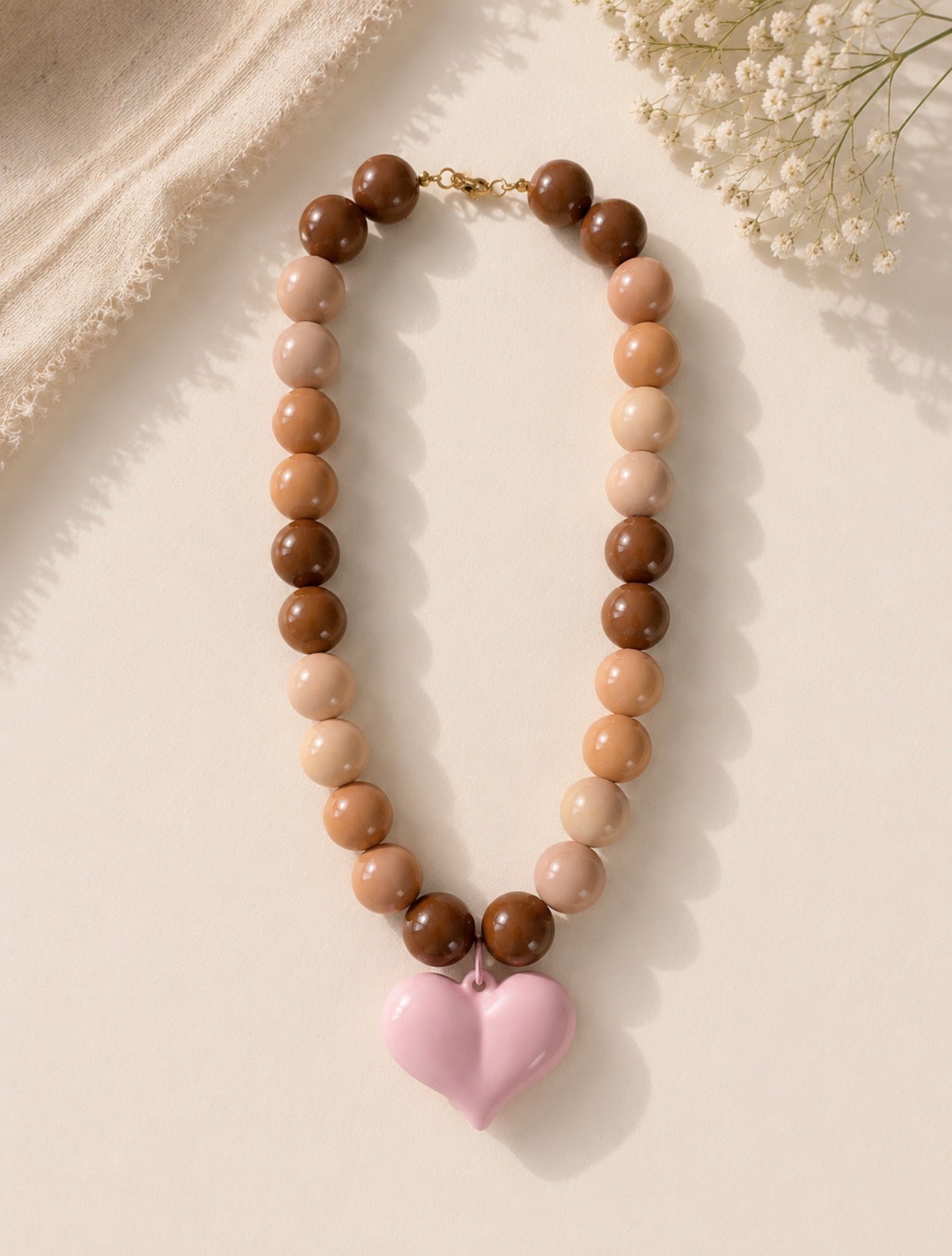 COLLAR ROSADO CORAZON LOVE