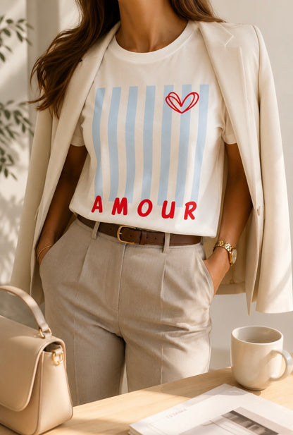 CAMISETA AMOUR MARFIL