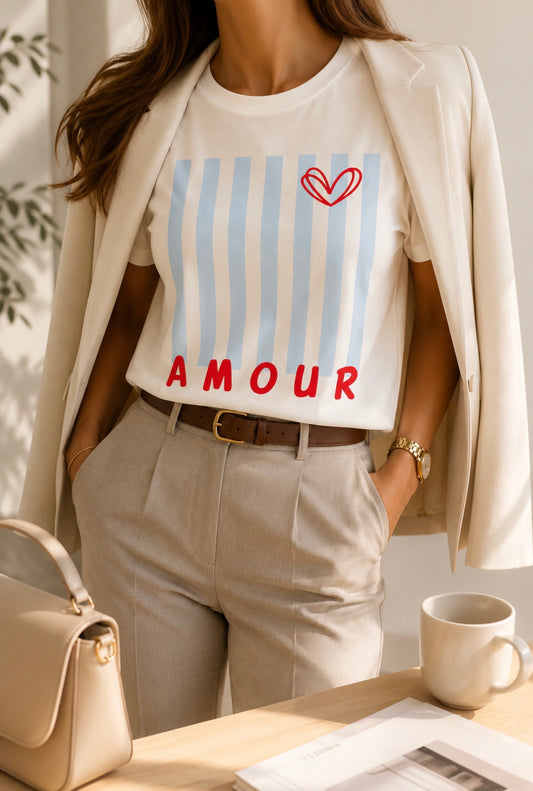 CAMISETA AMOUR MARFIL